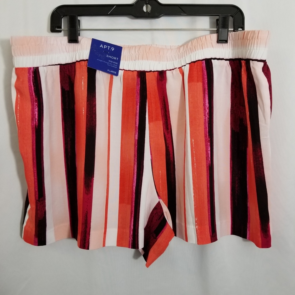 Apt.9 Mid Rise Striped Shorts Xl NWT